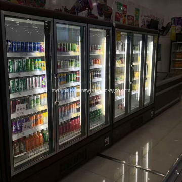 Dos exhibición de puerta de goma corredera Refrigerador de bebidas frías